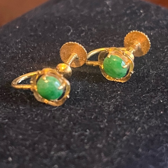 14K Gold and Jade Earrings